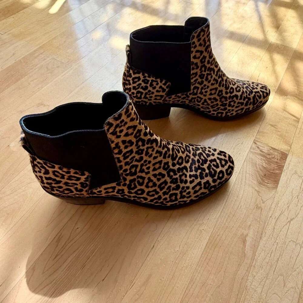 Cole Haan Gia Ankle Boots in Leopard Calf Hair Size 8.5